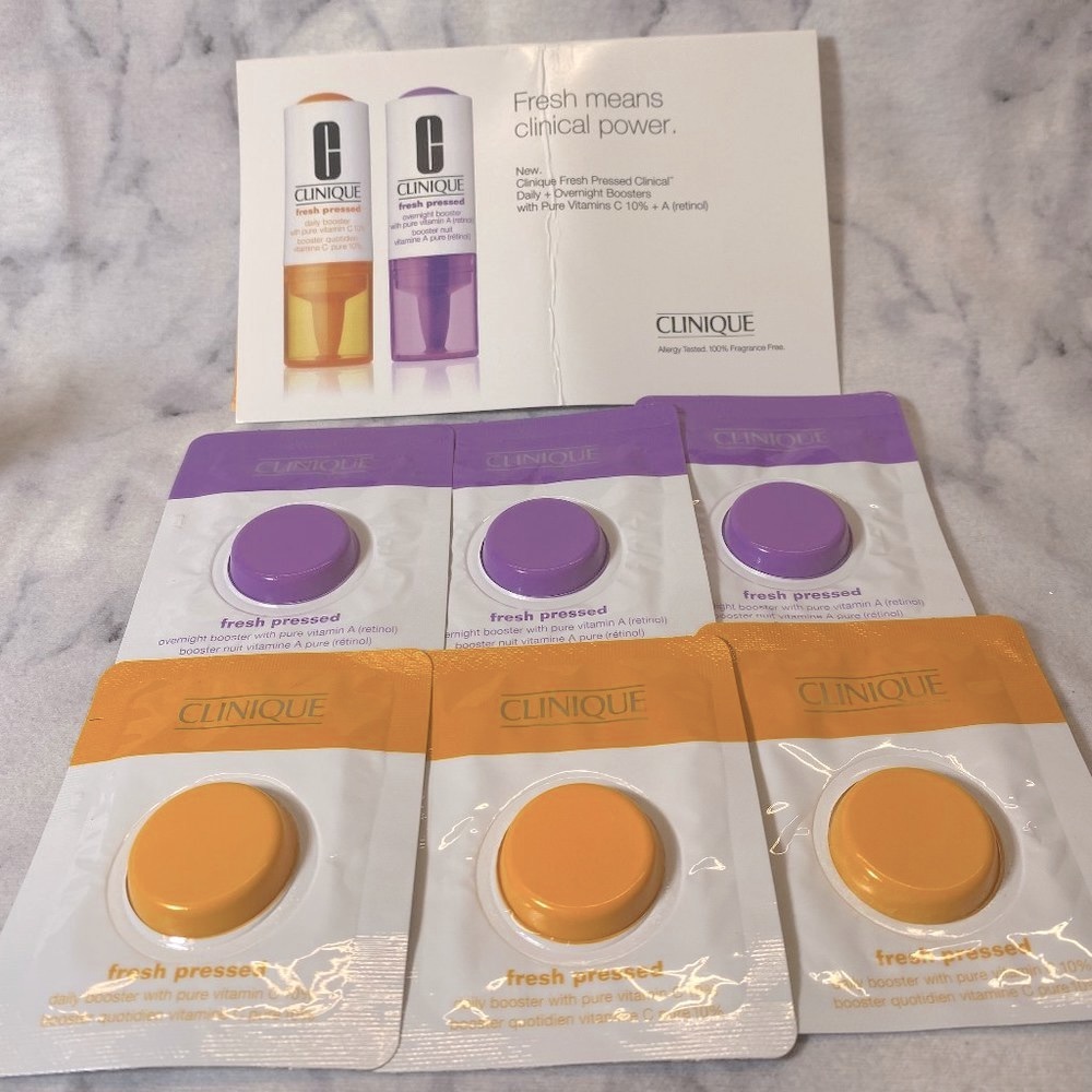 CLINIQUE Fresh Pressed Clinical Booster Gift Set-Daily&Overnight Booster-6pc-NEW - Picture 2 of 16